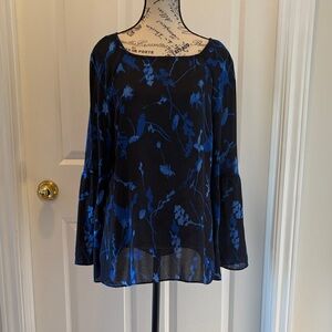 Banana Republic Black and Blue Floral Blouse
